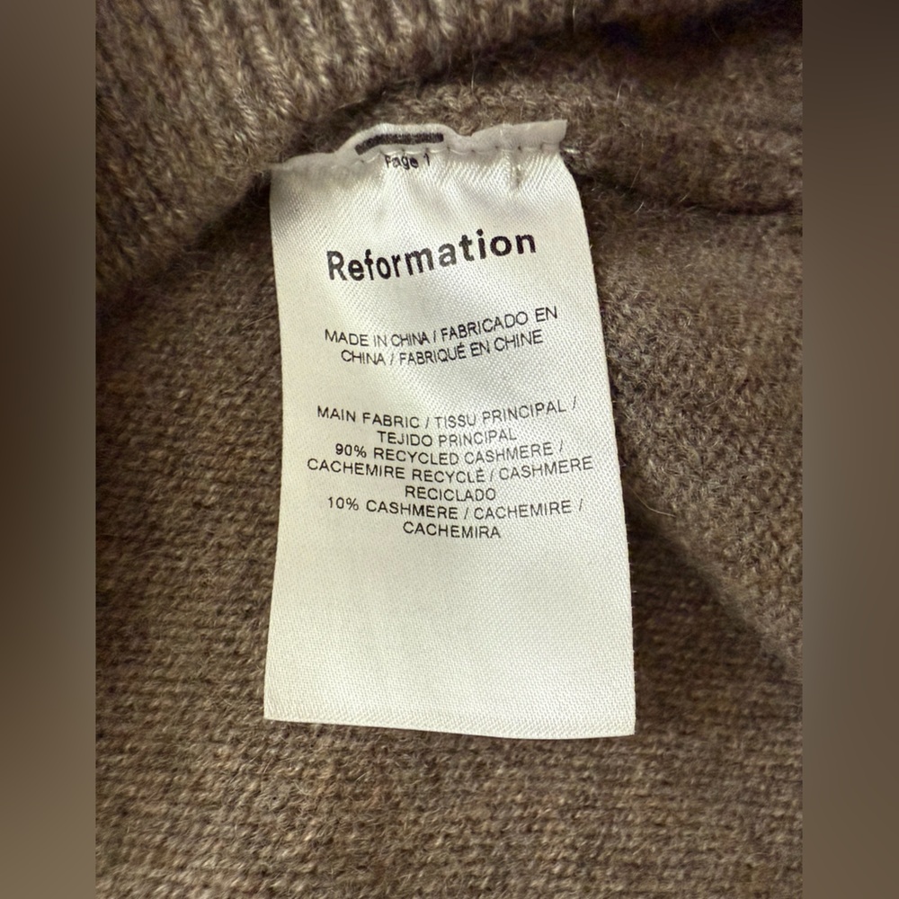Reformation 100% Cashmere Henrietta Mini Dress Luxury Cocoa Brown Size Small - Picture 8 of 14